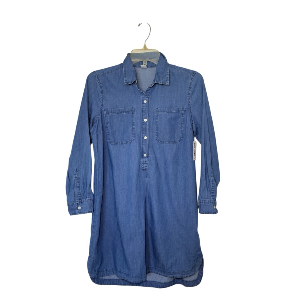 Old Navy Small Petite‎ Denim Chambray Tunic Shirt Popover Button Dress